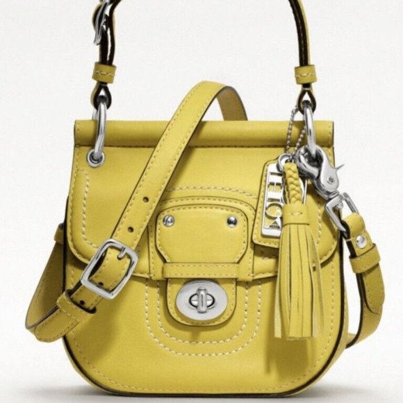 Coach Handbags - Coach Willis Legacy Medium Leather Yellow Mustard Satchel Handbag